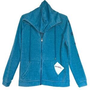 Roxy Dream Teal Blue Graphic Zip Front Hoodie Sweatshirt size Small